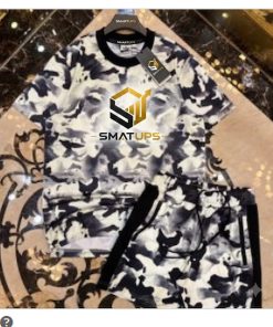 Set Áo Thun + Quần Short Nam Camo Trắng Đen – Cá Tính & Năng Động